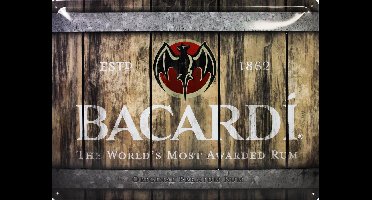 Wandbord - Bacardi The World's Most Awarded Rum - 30x40cm