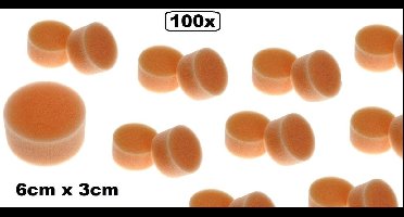 100x Eulenspiegel - Schmink - Grimeer spons 6x3 cm - Roze - Schminken - Grimeren - Sponsje