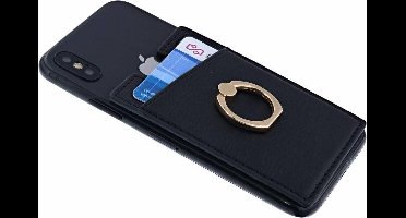 Ntech Peel & Stick universele Smartphone Pocket kaarthouder met een ringstandaard Zwart