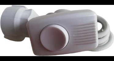 Verlengsnoer 2 meter en stekker met schakelaar ( haaks ). Exin Stekker 3x0.75mm2 1380W RA wit 2M