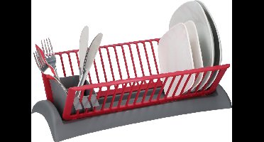 alpina Afdruiprek - 45,5 x 25 x 14 CM - Verwijderebare Lekbak - Rood/ Grijs