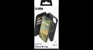 SBS Telefoonhoesje geschikt voor Apple iPhone 14 Plus MagSafe Hoesje | SBS Wallet Mag Bookcase | Geschikt voor MagSafe | Geschikt voor Draadloos Opladen met Magnetische Ring | MagSafe Case - Zwart