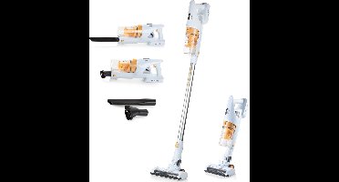 PRIMO PR500SV Steelstofzuiger Draadloos 3-in-1 - Stofzuiger Zonder Zak - Kruimelzuiger - HEPA Filter - Wit/Peach