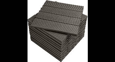 BukkitBow - Terrasplanken / Vlonderplanken - Vloertegels Houtlook - Snel Kliksysteem - Diverse Kleuren - 30x30cm - Set van 11 Stuks - Grijs