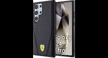 Ferrari Backcase hoesje geschikt voor Samsung Galaxy S24 Ultra - Effen Zwart - Kunstleer