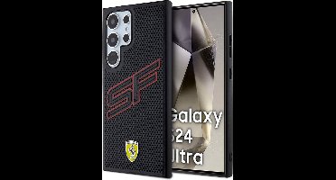 Ferrari Backcase hoesje geschikt voor Samsung Galaxy S24 Ultra - Effen Zwart - Kunstleer