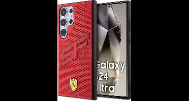 Ferrari Backcase hoesje geschikt voor Samsung Galaxy S24 Ultra - Effen Rood - Kunstleer