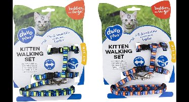 Duvoplus - Uitlaatriem Voor Dieren - Kat - Kitten Wandelset Visgraat 15-25cm / 8mm-125cm Gemengde Kleuren - 1st