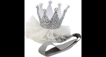 *** Kroon-Haarband-Met-Glitter-in-Zilver- Haar van Heble® ***