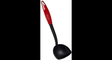 LYRA Kook/keuken gerei - soeplepel - zwart/rood - kunststof - 30 cm