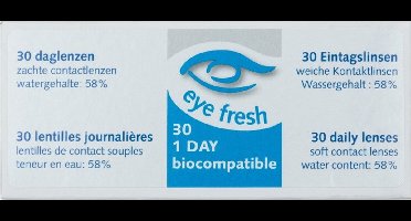 Eye Fresh Zachte Daglenzen - 30 stuks - Sterkte -4.25 - Hioxifilcon A - 58% water - Langdurig draagcomfort