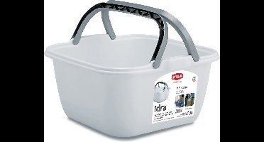 Stefanplast Wasmand/draagmand/teil met hengsel - kunststof - 14 Liter - wit - 35 x 35 x 18 cm - Schoonmaak/huishoud teilen