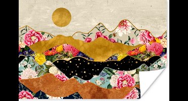 Poster Goud - Bloemen - Print - Abstract - Landschap - Patronen - 30x20 cm