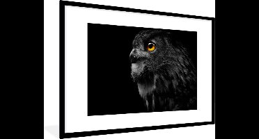 PosterMonkey - Poster - Fotolijst - Uil - Vogel - Zwart - 120x80 cm - Poster vogels - Poster uil - Foto lijst - Poster met frame - Woonkamer
