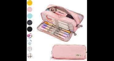 New Age Devi - "Roze Etui Grote Capaciteit - Leuke Esthetische Potlood Pouch voor Meisjes Terug naar School - College & Kantoor Pen Case - Levert Cadeau voor Tiener - Grote Briefpapier Pen Organizer Houder"