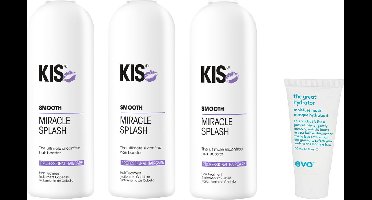 3 x KIS Smooth - Miracle Splash - Haar Treatment - 200 ml + Willekeurig Travelsize