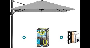 Platinum Voyager zweefparasol T2 2,7x2,7 - Grijs met ingraafvoet en hoes