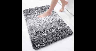 Zachte badkamertapijt, 51 x 76 cm, antislip, wasbaar, badmat, wollig, hoogpolig, badtapijt, microvezel, absorberend, douchemat (grijs)