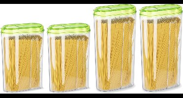Plasticforte Voedselcontainers set - 4 stuks - groen - 2350ml en 1500ml - kunststof - voorraadpot