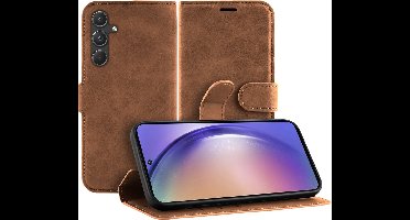 Just in Case hoesje geschikt voor Samsung Galaxy A55 Hoesje met Pasjeshouder - Premium Bookcase - Bruin