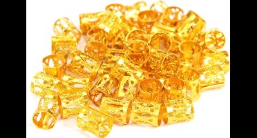 New Age Devi - 50 stuks Rasta haar kralen set - Dreadlock kralen - Vlecht accessoires - Extension beads - Braids ringen - Goudkleurig