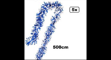 5x Oktoberfest guirlande blauw/wit 5 meter BRANDVEILIG