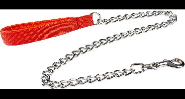Duvoplus - Uitlaatriem Voor Dieren - Hond - Kettinglijn Gevoerd Handvat 100cm/4mm Rood - 1st