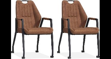 MX Sofa - Stoel Axa met wielen - Cognac - set van 2 stuks