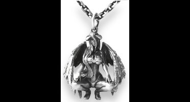 Duivelse Figuur van Zilver - Duivel Achtige Vrouw Figuur Ketting