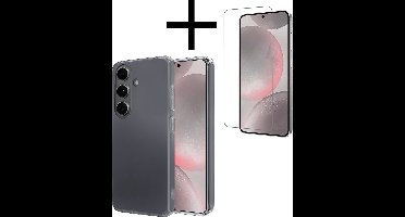 Hoesje - Met Screenprotector - Geschikt voor Samsung Galaxy S24 - Sterk & Shockproof - Back Cover - Siliconen Case - Telefoon Hoes - Transparant