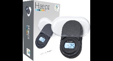 Haepi - Elektronische keukenweegschaal van hoge precisie 200g/0.05g en 200g-500g/0.1g, achtergrondverlicht scherm, ultracompact formaat, tare-functie, vloeistof functie, plateau om direct te wegen, batterijen inbegrepen, 15 jaar garantie