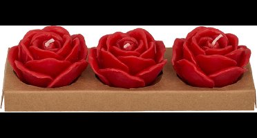 OOTB Rozen kaarsen - Rode rozenvormige kaarsen - Set van 3 - Romantische sfeer