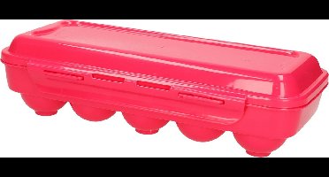 Plasticforte Eierdoos - koelkast organizer eierhouder - 10 eieren - roze - kunststof - 27 x 12,5 cm