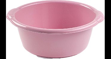 Plasticforte teiltje/afwasbak rond - Set van 2x stuks - 10 liter - roze - kunststof - 40 x 38 x 15 cm - Huishouden