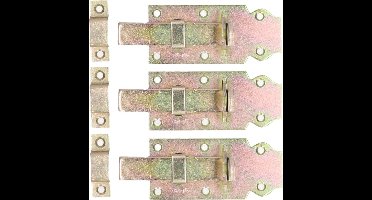 Deltafix schuifslot/hangslotschuif - 3x - 10 x 4.5cm - geel verzinkt staal - deur - schutting - hek