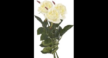 Emerald Kunstbloem roos Simone - 3x - wit - 73 cm - decoratie bloemen