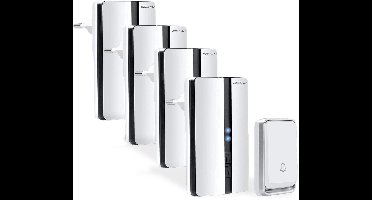 Bell4U Draadloze Deurbel Set met 4 ontvangers - Bereik 200 meter - Kinetische beldrukker - Waterdicht - 51 Melodieën – 4 Volumestanden