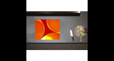 Inductieplaat Beschermer - Abstract - Achtegrond - Rondjes - Cirkels - Rood - Oranje - Geel - 60x50 cm - 2 mm Dik - Inductie Beschermer - Bescherming Inductiekookplaat - Kookplaat Beschermer van Zwart Vinyl