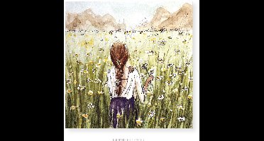 In de natuur, wenskaart 12,5x12,5cm, illustratie aquarel en fineliner