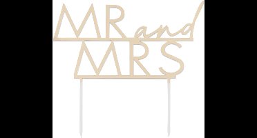 Ginger Ray - Ginger Ray - Taarttopper MR and MRS goud acryl - 14,5 x 15,8 cm