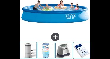 Intex Rond Opblaasbaar Easy Set Zwembad - 457 x 84 cm - Blauw - Inclusief Pomp Filter - Zoutwatersysteem - Zwembadzout