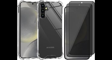 Hoesje geschikt voor Samsung Galaxy S24 Plus - 2x Privacy Screenprotector Volledig Dekkend Glas - Shockproof Transparant
