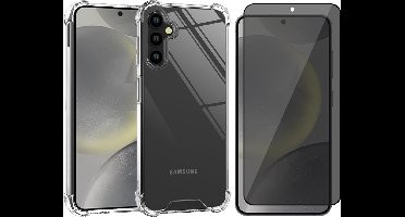 Hoesje geschikt voor Samsung Galaxy S24 - Privacy Screenprotector Volledig Dekkend Glas - Shockproof Transparant