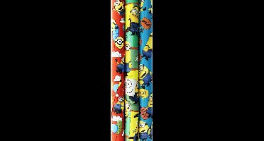 Minions cadeaupapier - Inpakpapier plastic vrij - 200 x 70 cm - 3 rollen