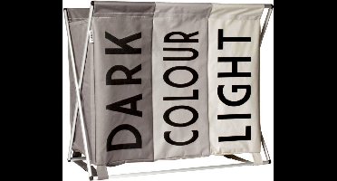 Stijlvolle wasmand in drie delen - grijs