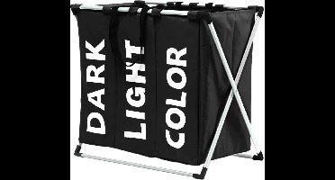 Stijlvolle wasmand in drie delen - zwart