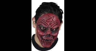 Partychimp Bezeten Griezel Rood Gezichtsmasker Eng Horror Masker voor bij Halloween Kostuum Volwassenen Carnaval - Latex - One size