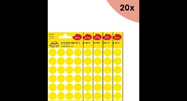 20x Avery etiket Zweckform 18mm rond 4 vel a 24 etiketjes geel