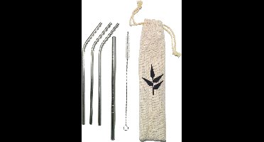 Banbu - RVS rietjes – 4 stuks incl. reiniger - herbruikbaar