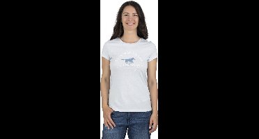 Mustang Dames T-Shirt Alexia C Logo slim fit Blauw XL Ronde Hals Volwassenen Basic T-shirt met korte mouwen en ronde hals gemaakt van 100% katoen